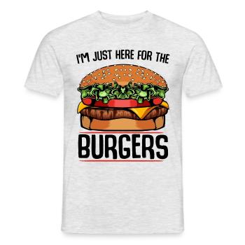 I‘m Just Here For The Burgers Hamburger Geschenk - Männer T-Shirt - Grau meliert - Vorne - AI Model Male 178 dark (178cm)