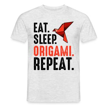 Eat Sleep Origami Repeat saying folding art gift - Men's T-Shirt - heather grey - Front - AI Model Male 178 dark (178cm)