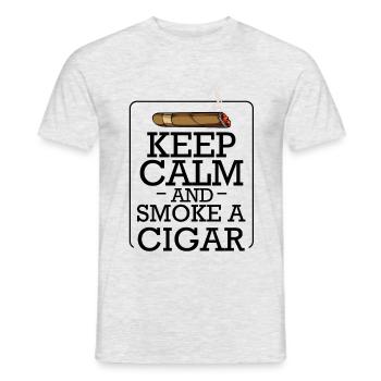 Keep Calm Zigarren Spruch Zigarrenraucher Geschenk - Männer T-Shirt - Grau meliert - Vorne - AI Model Male 178 dark (178cm)