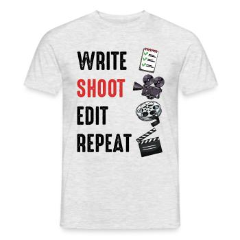 Write Shoot Edit Repeat saying director gift - Men's T-Shirt - heather grey - Front - AI Model Male 178 dark (178cm)