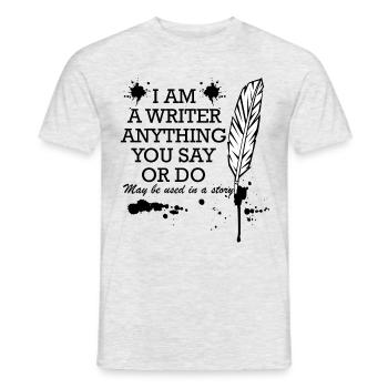 Writer saying funny pen gift - Men's T-Shirt - heather grey - Front - AI Model Male 178 dark (178cm)