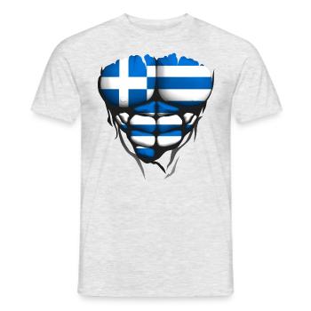 grece drapeau torse corps muscle abdos 1 - T-shirt homme - gris chiné - Devant - AI Model Male 178 dark (178cm)