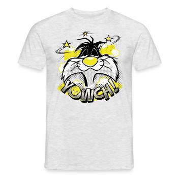 Looney Tunes Sylvestre Yowch! - T-shirt homme - gris chiné - Devant - AI Model Male 178 dark (178cm)