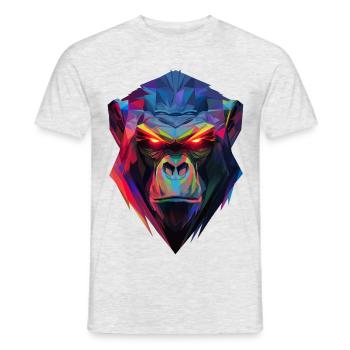 Geometrischer Neon-Gorilla - Männer T-Shirt - Grau meliert - Vorne - AI Model Male 178 dark (178cm)