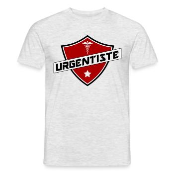 blason urgentiste - T-shirt homme - gris chiné - Devant - AI Model Male 178 dark (178cm)
