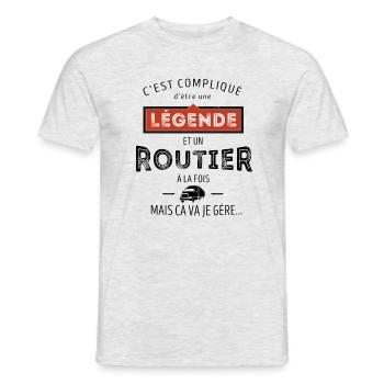 Légende et Routier - T-shirt homme - gris chiné - Devant - AI Model Male 178 dark (178cm)