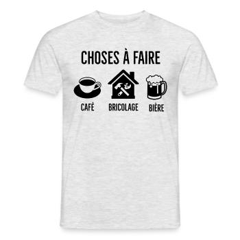 Café bricoler bière 2 - T-shirt homme - gris chiné - Devant - AI Model Male 178 dark (178cm)