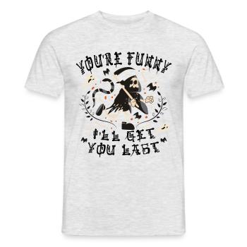 Lustiger Sensenmann Skelett Halloween Kostüm - Männer T-Shirt - Grau meliert - Vorne - AI Model Male 178 dark (178cm)