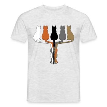 5 Katzenschwänze - T-shirt homme - gris chiné - Devant - AI Model Male 178 dark (178cm)