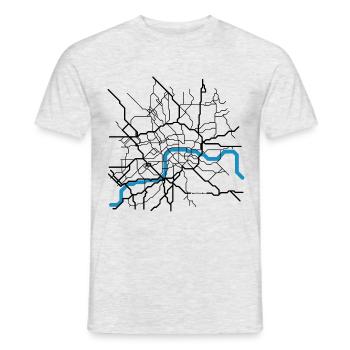 LONDON City Abstract Map groß - Männer T-Shirt - Grau meliert - Vorne - AI Model Male 178 dark (178cm)
