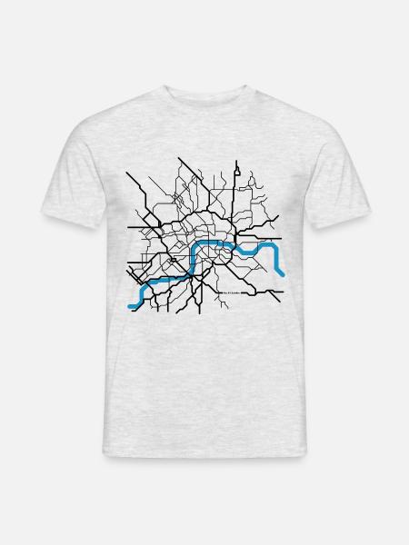 LONDON City Abstract Map groß - Männer T-Shirt - Grau meliert
