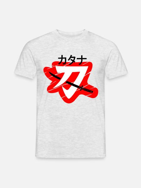Katana Japanese Sword - Männer T-Shirt - Grau meliert