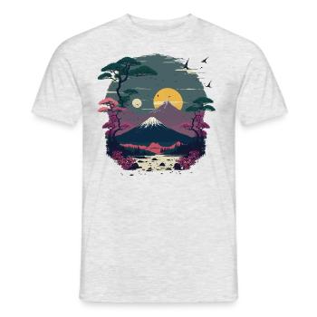 Japanischer Sonnenuntergang - Männer T-Shirt - Grau meliert - Vorne - AI Model Male 178 dark (178cm)
