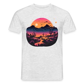 Synthwave-Wüste - Männer T-Shirt - Grau meliert - Vorne - AI Model Male 178 dark (178cm)