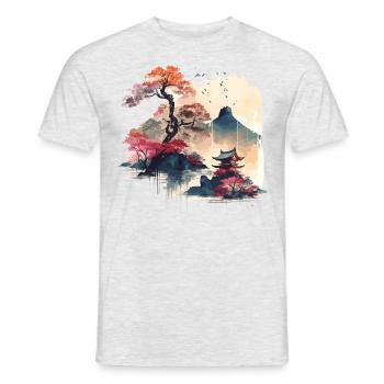 Art japonais - T-shirt homme - gris chiné - Devant - AI Model Male 178 dark (178cm)