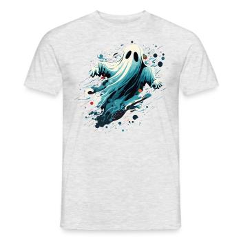 Ghost Illustration - Men's T-Shirt - heather grey - Front - AI Model Male 178 dark (178cm)