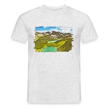 gxp alpine view mountains vector art - Men's T-Shirt - heather grey - Front - AI Model Male 178 dark (178cm)