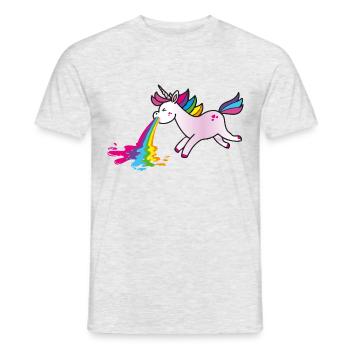 puking unicorn rainbow - Men's T-Shirt - heather grey - Front - AI Model Male 178 dark (178cm)