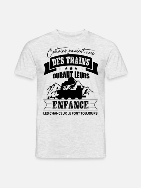 Train Shirt • Conducteur Train • Chanceux Cadeaux - T-shirt homme - gris chiné