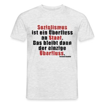 Überfluss an Staat Baader - Männer T-Shirt - Grau meliert - Vorne - AI Model Male 178 dark (178cm)