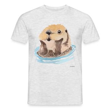 Otter animal marten swimming water gift - Men's T-Shirt - heather grey - Front - AI Model Male 178 dark (178cm)