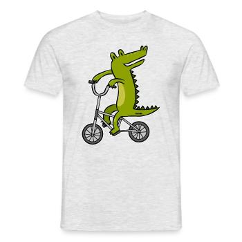 Vélo enfants crocodile alligator reptile - T-shirt homme - gris chiné - Devant - AI Model Male 178 dark (178cm)