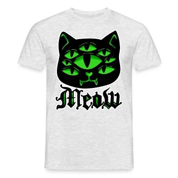Katze Gothic Grufti Halloween Grusel Miau Geschenk - Männer T-Shirt - Grau meliert - Vorne - AI Model Male 178 dark (178cm)