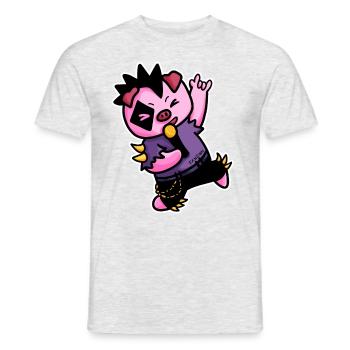 Schwein Heavy Metal Musik Mikrofon Kinder Geschenk - Männer T-Shirt - Grau meliert - Vorne - AI Model Male 178 dark (178cm)