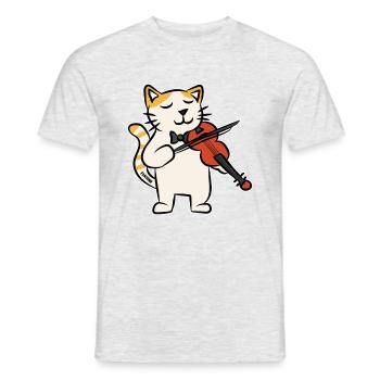 Katze Violine Musik Instrument Kinder Geschenk - Männer T-Shirt - Grau meliert - Vorne - AI Model Male 178 dark (178cm)