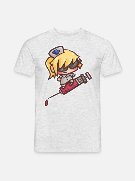 Cadeau de dessin animé de sang infirmière médecin seringue - Mænd T-shirt - grå meleret