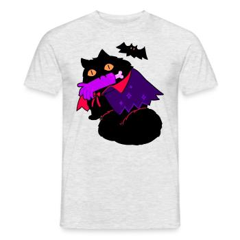 Cat Halloween bat scary gift - Men's T-Shirt - heather grey - Front - AI Model Male 178 dark (178cm)