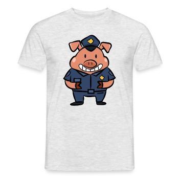 Police Security Piglet Kids Pig Gift - Men's T-Shirt - heather grey - Front - AI Model Male 178 dark (178cm)