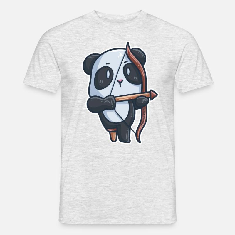Panda Bogenschießen Behinderung Prothese Geschenk - Männer T-Shirt - Grau meliert