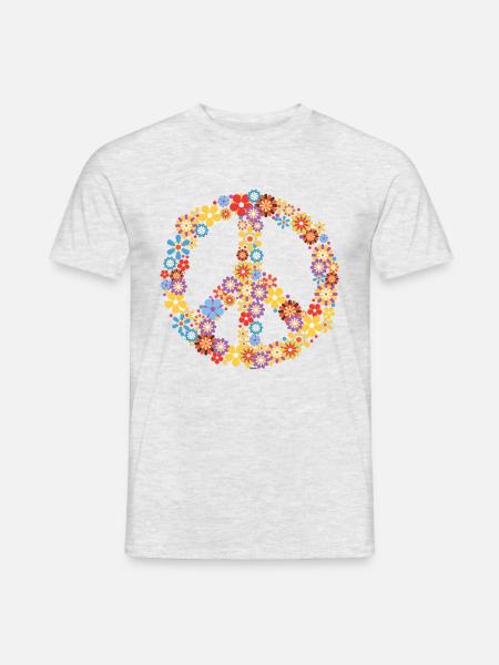 Hippie Peace Liebe Blumen Kinder Geschenk Hipster - Männer T-Shirt - Grau meliert