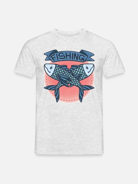 Angel Fische See Fluss Teich Flosse Köder Geschenk - Männer T-Shirt - Grau meliert