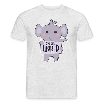 Elephant demonstrates for environmental protection - Men's T-Shirt - heather grey - Front - AI Model Male 178 dark (178cm)