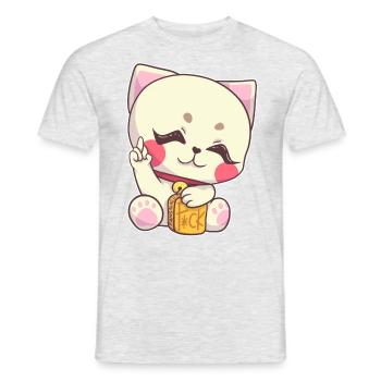 Katze Mittelfinger Stinkefinger Fuck You arrogant - Männer T-Shirt - Grau meliert - Vorne - AI Model Male 178 dark (178cm)