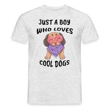 Peace love dog young man - Men's T-Shirt - heather grey - Front - AI Model Male 178 dark (178cm)