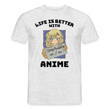 Cadeau de vie anime manga - T-shirt homme - gris chiné - Devant - AI Model Male 178 dark (178cm)