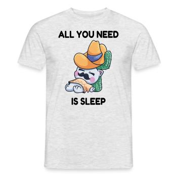 Cat siesta sleeping cactus - Men's T-Shirt - heather grey - Front - AI Model Male 178 dark (178cm)