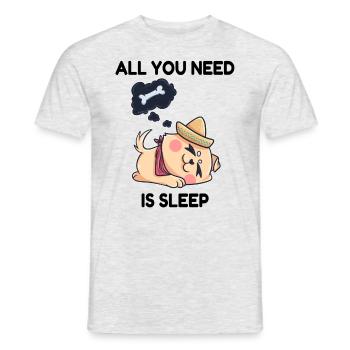 Chien rêve os dormir - T-shirt homme - gris chiné - Devant - AI Model Male 178 dark (178cm)