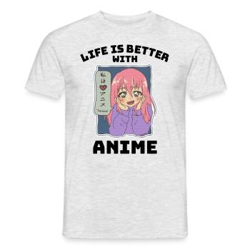 Cadeau de vie anime manga - T-shirt homme - gris chiné - Devant - AI Model Male 178 dark (178cm)