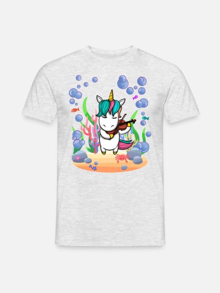 Unicorn music violin under water - Men's T-Shirt - heather grey