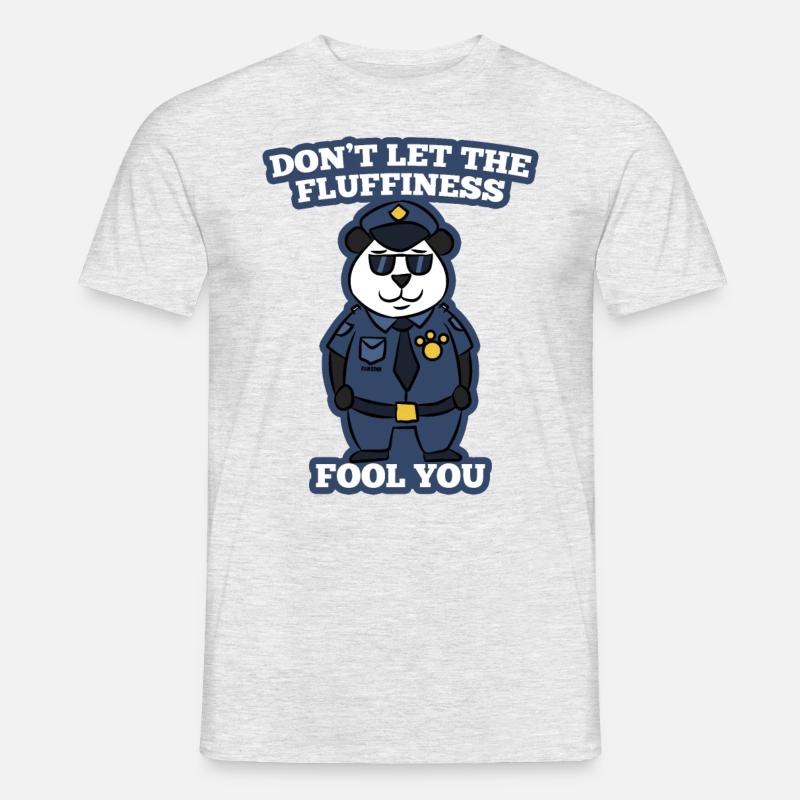 Panda Bär Polizei Sicherheit Geschenk - Männer T-Shirt - Grau meliert