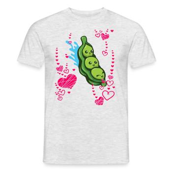 Coeur d'amour végétalien aux pois - T-shirt homme - gris chiné - Devant - AI Model Male 178 dark (178cm)