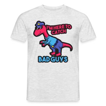 Dino police disant cadeau enfant - T-shirt homme - gris chiné - Devant - AI Model Male 178 dark (178cm)