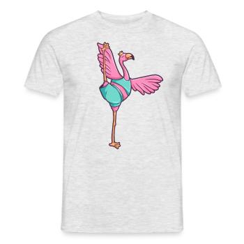 Flamingo Yoga Krone Vogel Meditieren - Männer T-Shirt - Grau meliert - Vorne - AI Model Male 178 dark (178cm)