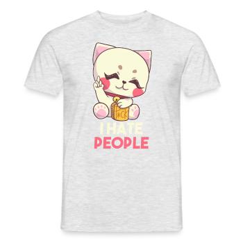 Je déteste les gens chat disant cadeau - T-shirt homme - gris chiné - Devant - AI Model Male 178 dark (178cm)