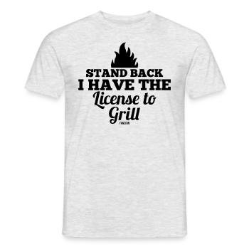 Grillen Fleisch Wurst Fisch BBQ braten - Männer T-Shirt - Grau meliert - Vorne - AI Model Male 178 dark (178cm)