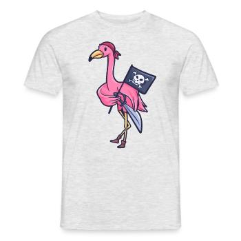 Flamingo drapeau de pirates cadeau de capitaine - T-shirt homme - gris chiné - Devant - AI Model Male 178 dark (178cm)